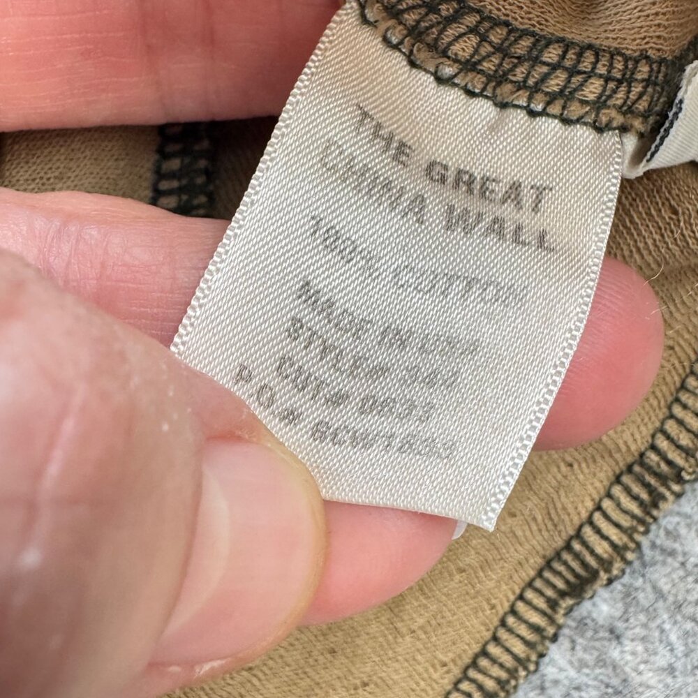 The Great China Wall Henley Shirt Sz XXL Long Sleeve Tan Embroidered - Picture 5 of 9